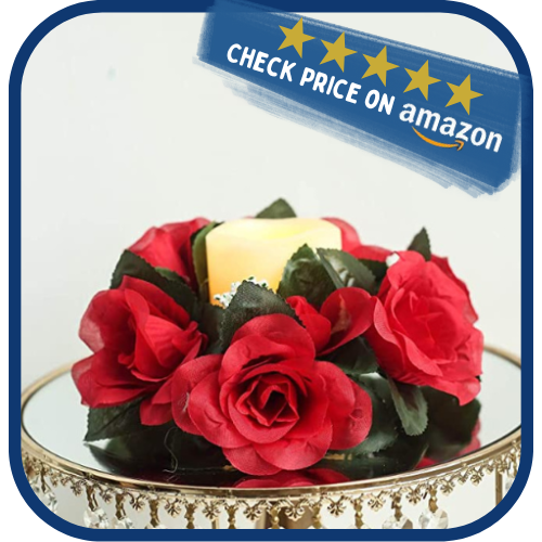 Efavormart Artificial Silk Rose Floral Candle Rings