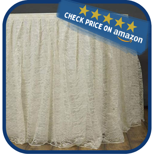 Efavormart Dual Layer Lace Polyester Table Skirt