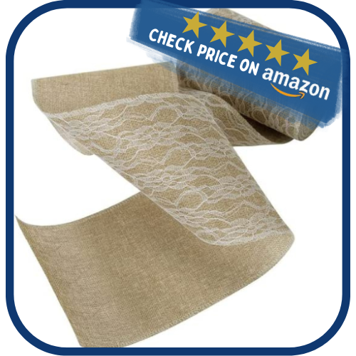 Efavormart Natural Burlap with White Lace Ribbon
