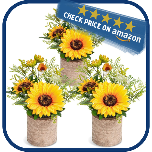 WXBOOM 3pcs Artificial Sunflower Decor Potted Plants