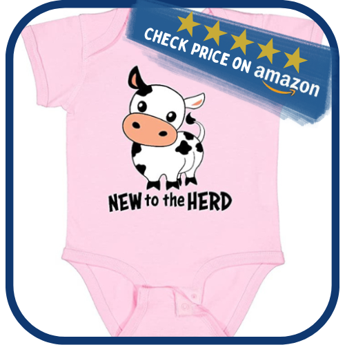 inktastic New to The Herd Cute Cow Baby Bodysuit