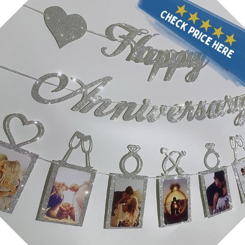 Silver Happy Anniversary and Photo Banner