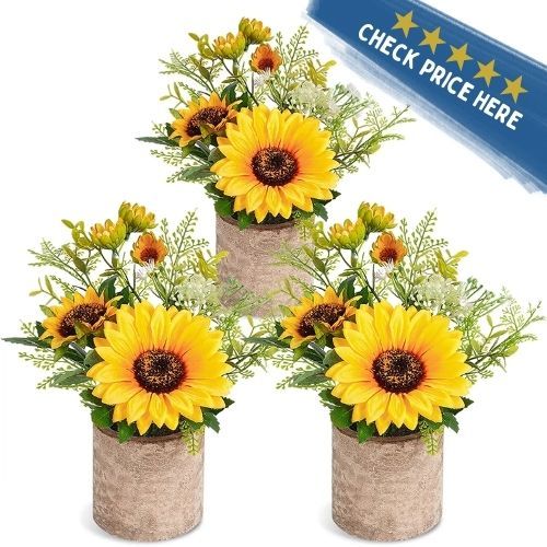 WXBOOM 3pcs Artificial Sunflower Decor Potted Plants