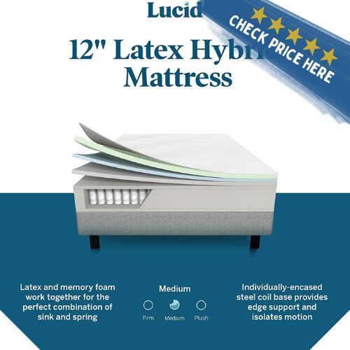 LUCID 12 Inch Latex Hybrid Mattress - Memory Foam