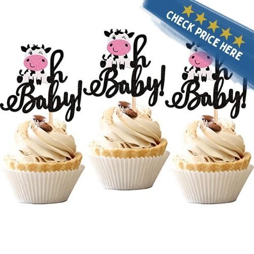 Glitter Cow Oh Baby Cupcake Toppers