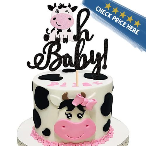 Glitter Cow Oh Baby Cake Topper