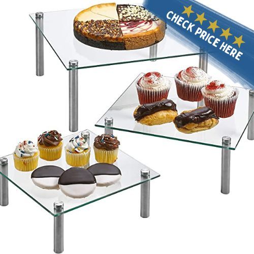 3 Tier Square Tempered Glass Display Stand