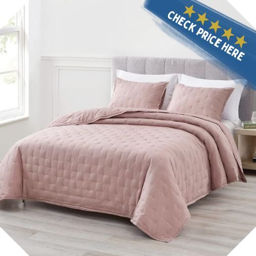 Chezmoi Collection Milo 3-Piece Soft Cooling Bamboo Fiber Cross-Stitch Quilted Coverlet Set