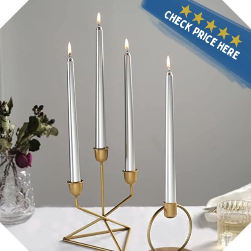 Efavormart Premium Quality Dripless Silver Taper Candles