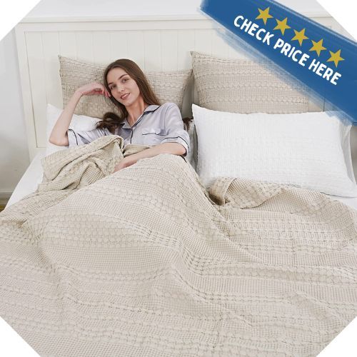 Stay Toasty This Winter With The Best Waffle Blanket Around   PHF Cotton Waffle Weave Blanket 