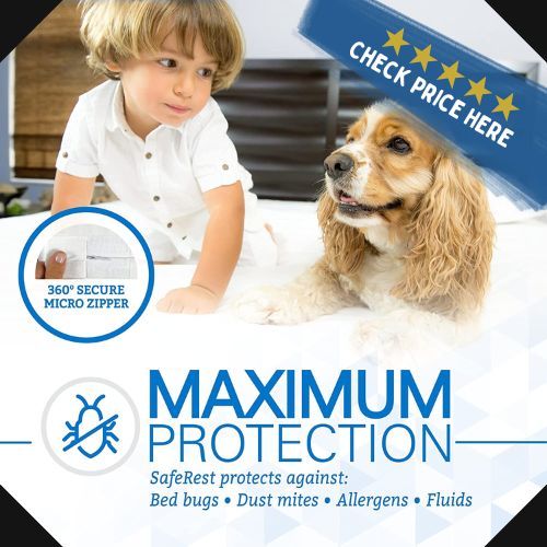 SafeRest Zippered Mattress Protector - Premium 6-9 Inch Waterproof Mattress Cover for Bed