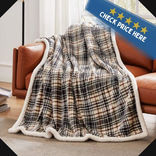 Touchat Sherpa Plaid Throw Blanket