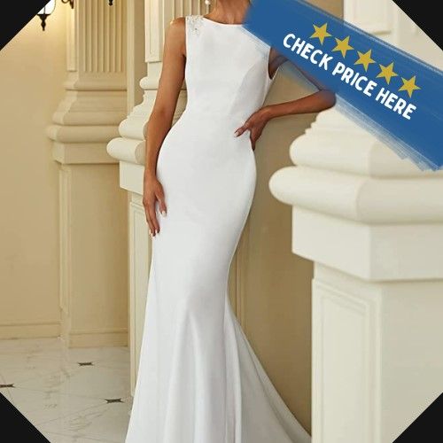 Ever-Pretty Women's Sleeveless Lace Applique Body-con Mermaid Maxi Wedding Dress